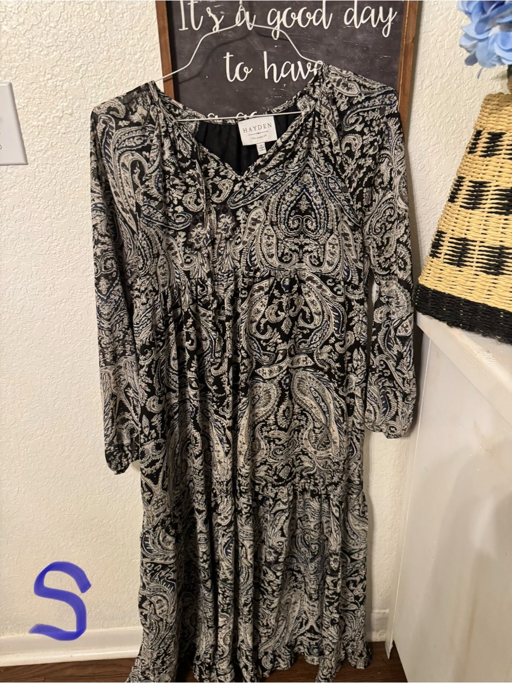 Hayden Black and White Paisley Maxi Dress